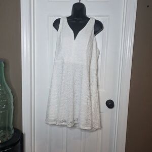 Crystal Doll White Lace Fit-and-Flare Dress